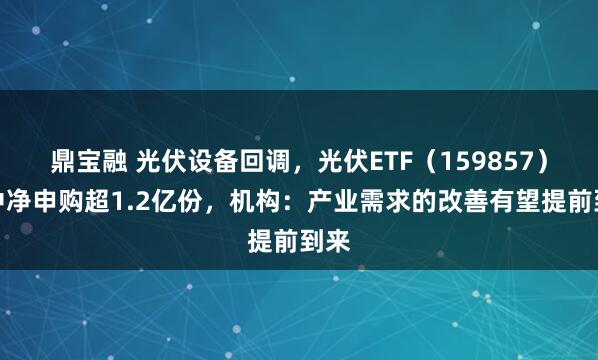 鼎宝融 光伏设备回调，光伏ETF（159857）盘中净申购超1.2亿份，机构：产业需求的改善有望提前到来